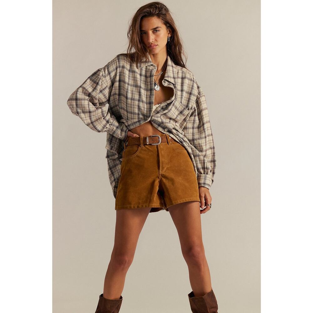 Free People We the Free Tipi Vegan Suede Shorts Dark Honey size 26